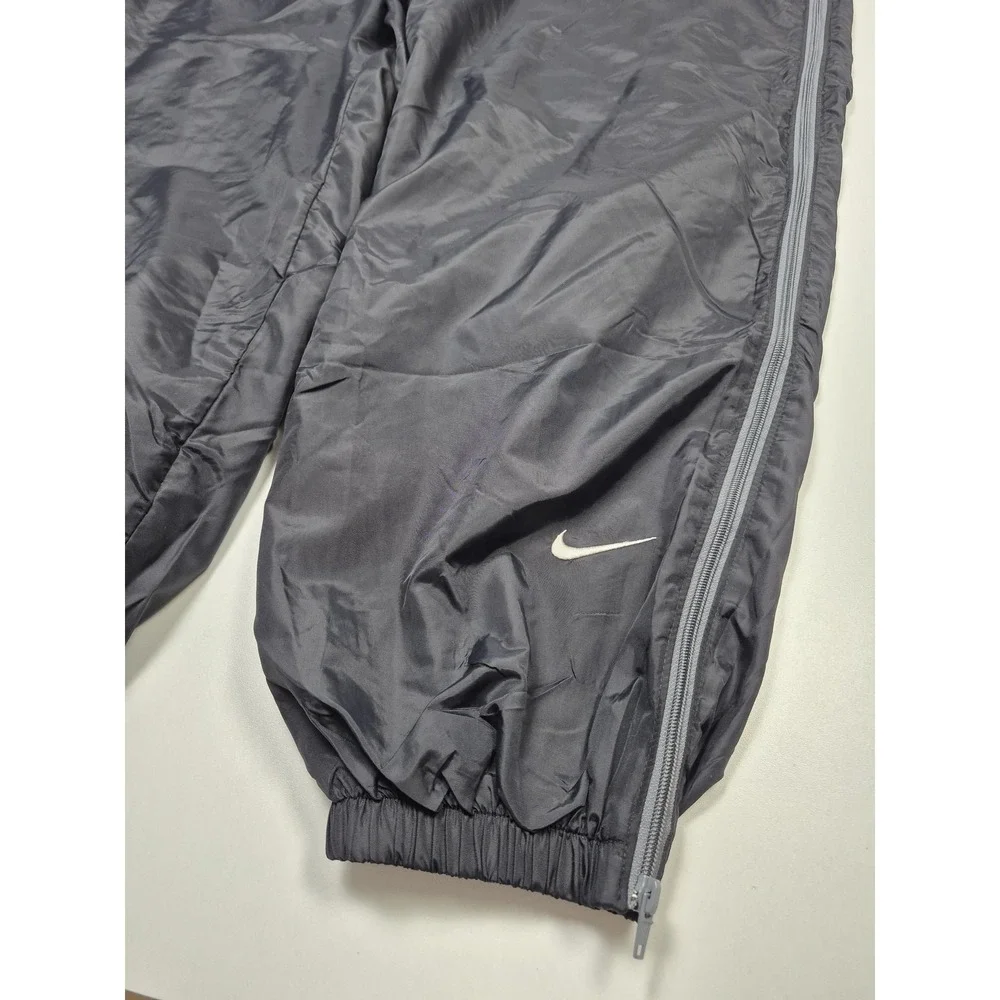VTG Nike Track Pants Mens 3XL Gray Nylon Mesh Lined Full Zip Leg Elastic Cuff